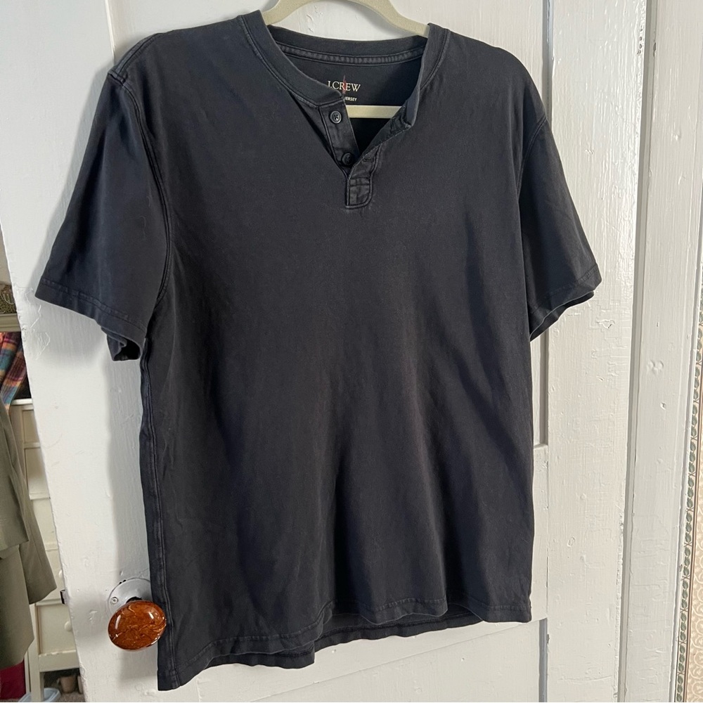 J. Crew Men's Black Gray Henley Shirt